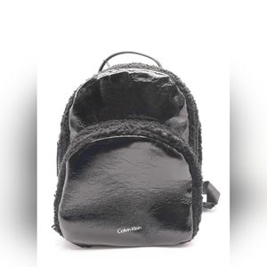 NWT CALVIN KLEIN Estelle Patent Sherpa Backpack